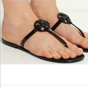 Authentic Tory Burch black Mini Miller Jelly Sandals.